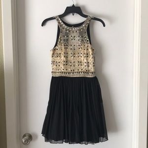 Black/Beige Embellished Cocktail Dress